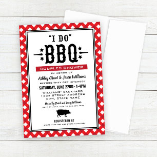 Invitation Je fais BBQ Red En vichy Mariage Couples Douche