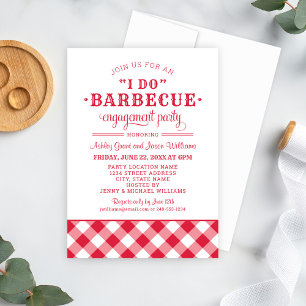 Invitation Je fais BBQ Red Rustic Mariage Engagement Party