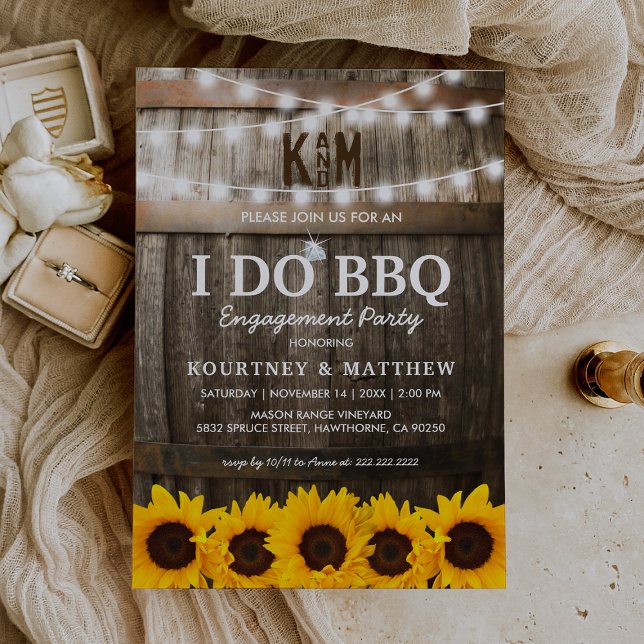Invitation Je FAIS BBQ Russe Engagement Party Tournesol (Créateur téléchargé)