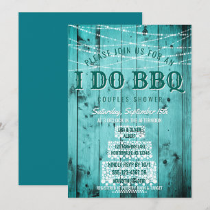 Invitation Je fais BBQ Rustic Couples Douche Chaîne Lumières 