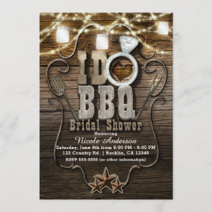 Invitation JE FAIS BBQ Rustic Mason Jars & Lights FÊTE DES MA