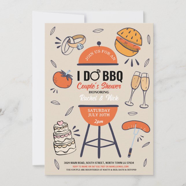 Invitation Je fais des barbecues Fête de couples Fiançailles  (Devant)
