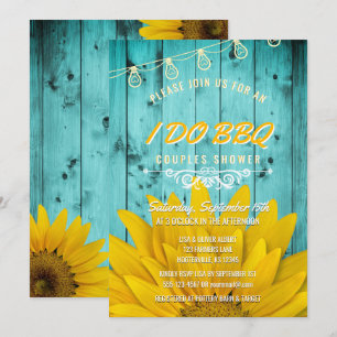 Invitation Je fais du barbecue avec douches tournesols rustiq