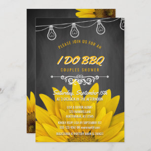 Invitation Je fais du barbecue-tournesol rustique Couples Cha