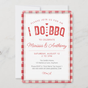 Invitation JE FAIS DU BBQ casual vintage carreaux de répétiti
