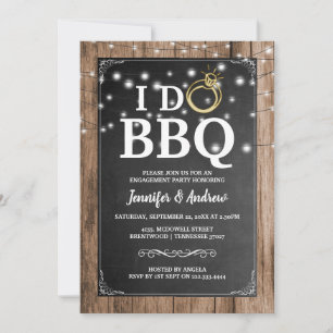 Invitation 'JE FAIS DU BBQ' Fête de Fiançailles Rustique