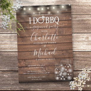 Invitation Je fais du BBQ Rustique Mason Jar Guirlande Lumine
