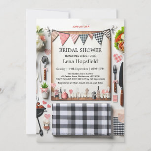 Invitation Je fais Fête des mariées BBQ Mariage rustique