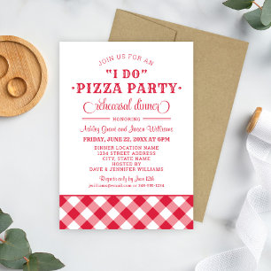 Invitation Je fais la fête de pizza mariage rouge dîner de ré