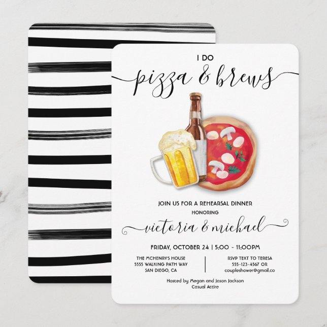 Invitation Je fais Pizza et Brasseurs Dîner de répétition (Devant / Derrière)