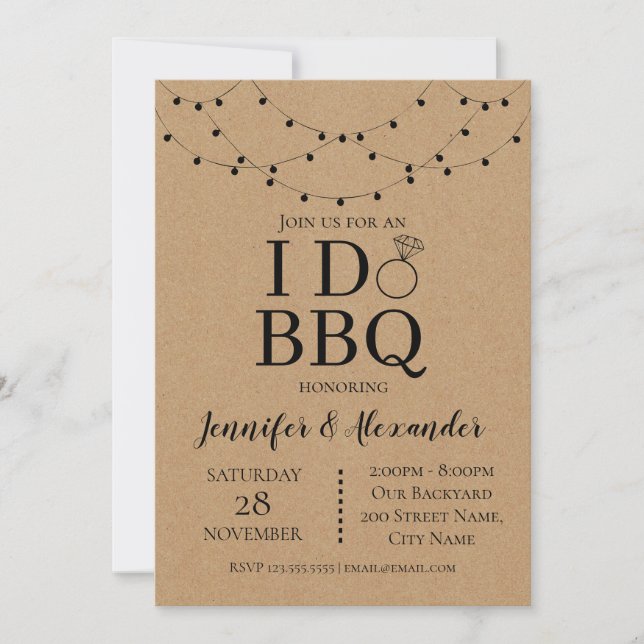 Invitation Je fais un BBQ Fête de fiançailles (Devant)