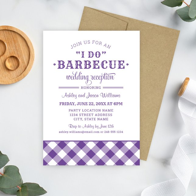 Invitation Je fais un BBQ Réception de mariage à carreaux vio (Créateur téléchargé)