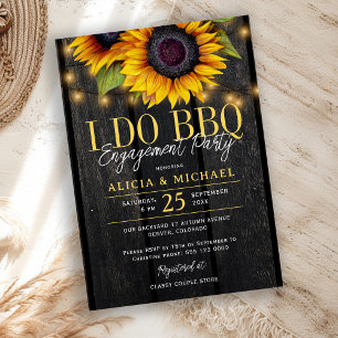 Invitation Je fais un BBQ rustique tournesol fête de fiançail