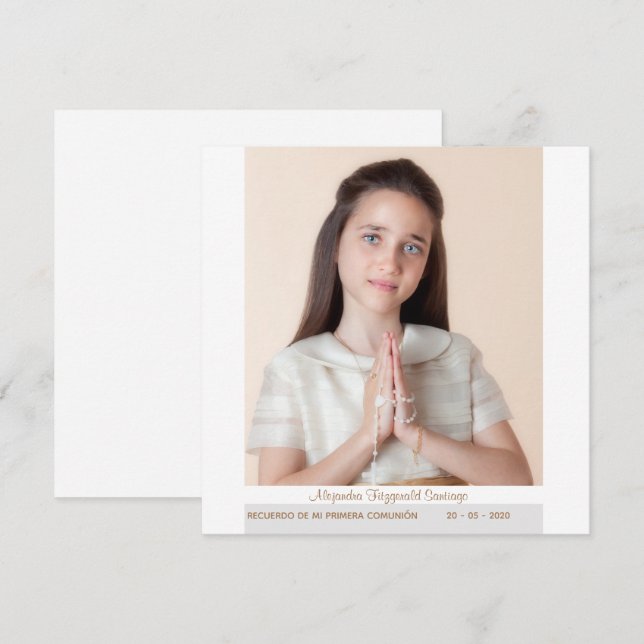 Invitation Je me souviens de ma première communion Abstraite (Devant / Derrière)