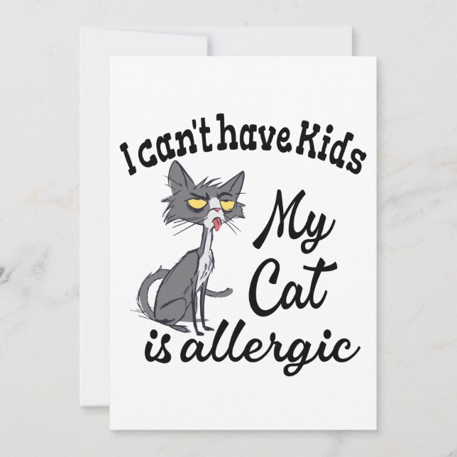 Invitation Je ne peux pas avoir d'enfants Mon chat est allerg (Devant)