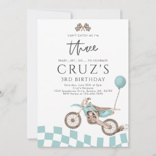 Invitation Je ne peux pas me rattraper Dirt Bike Boy 3e fête 