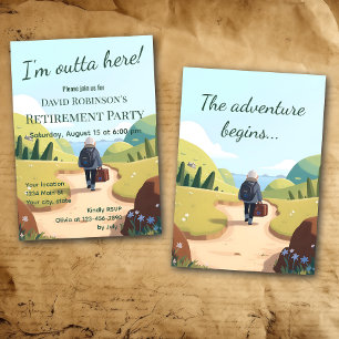 Invitation Je pars d'ici Fête de retraite Rétro