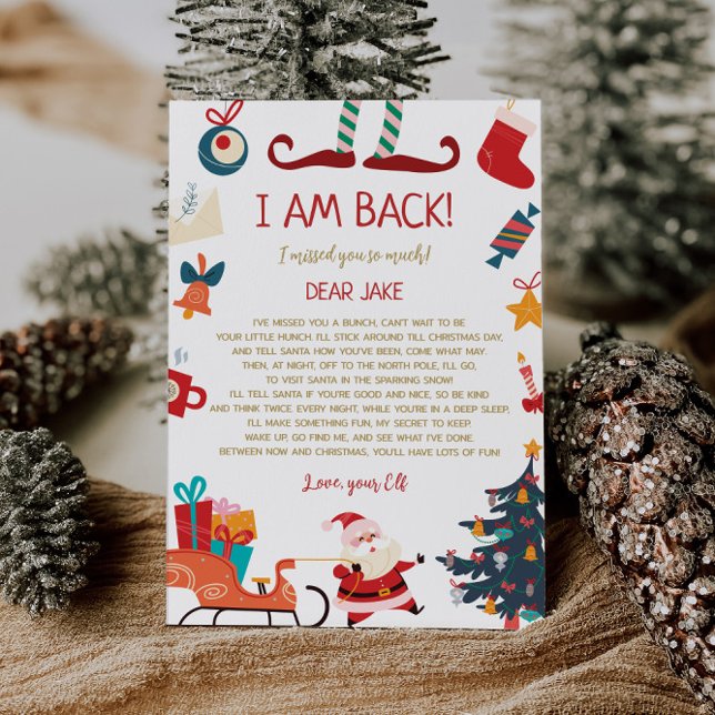 Invitation Je suis de retour Elfe Lettre de Noël (Créateur téléchargé)