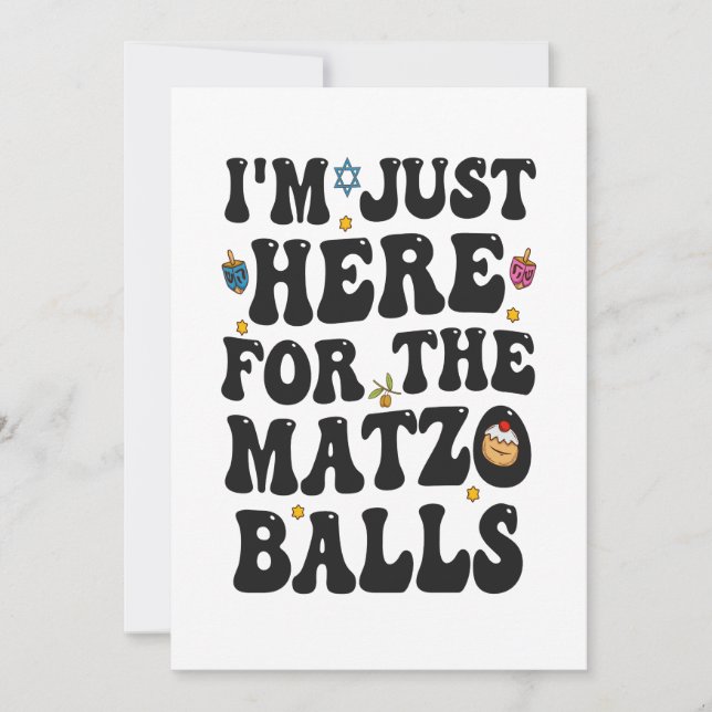 Invitation Je suis juste ici pour les matzo balls drôle Hanuk (Devant)