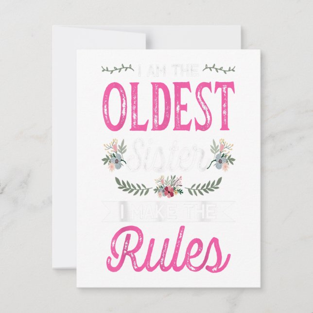 Invitation Je suis l'aînée, je fais la règle, cadeau grande s (Devant)