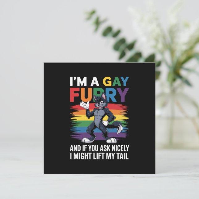 Invitation Je suis un Gay Furry Rainbow Fox Wolf Pride Mois (Debout devant)