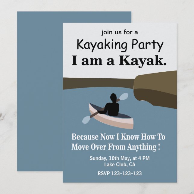 Invitation Je suis un Kayak Kayak Party (Devant / Derrière)