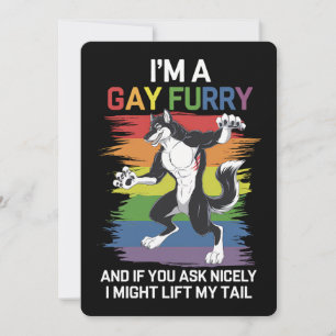 Invitation Je suis une Gay Furry Fox Rainbow Pride LGBTQ