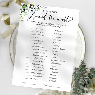 Invitation Je t'aime autour du monde Jeu de Baby Shower