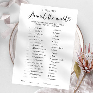 Invitation Je t'aime autour du monde Jeu de Baby Shower
