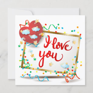 Invitation Je t'aime avec le coeur rouge