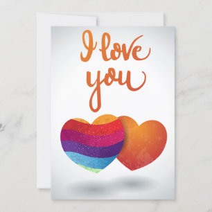 Invitation Je t'aime avec un couple de coeurs