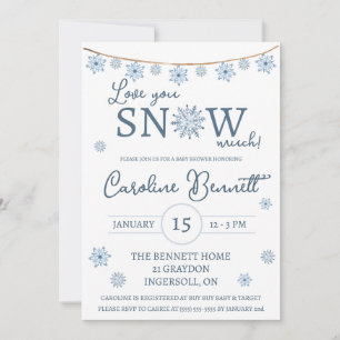 Invitation Je t'aime beaucoup neiger ! Baby shower à neige