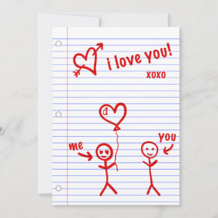 Invitation je t'aime les croquis en papier carnet