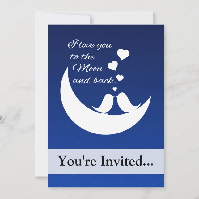 Invitation Je t'aime sur la Lune et de retour (Devant)