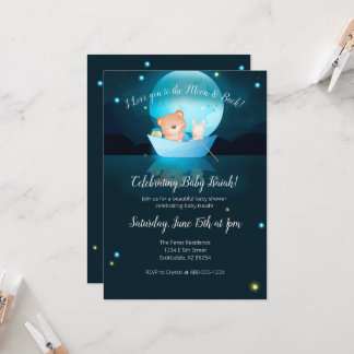 Invitation Je t'aime sur la lune et le dos