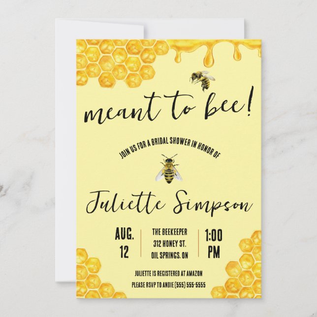 Invitation Je veux dire Abeille ! Abeille de miel, Miel, Fête (Devant)