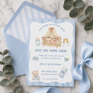 Invitation Je viens de déménager de chez maman, bébé garçon 