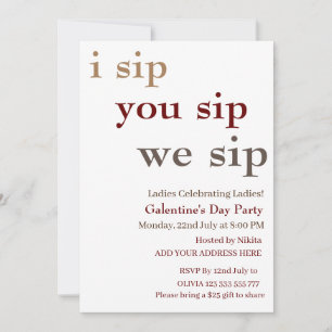 Invitation Je vous siens Sip Nous sirotons la Saint-Galentin,