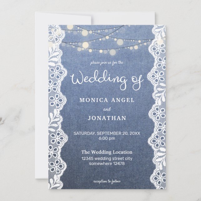 Invitation Jean Lace & String Mariage (Devant)