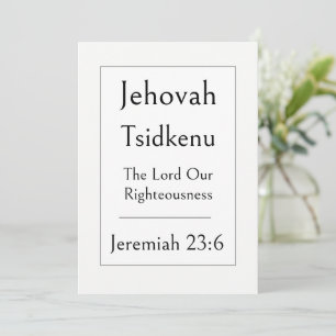Invitation Jehovah Tsidkenu, Nom de Dieu, Bible Encourageante