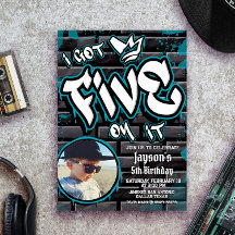 J'en ai cinq - Garçon 5e anniversaire avec photo