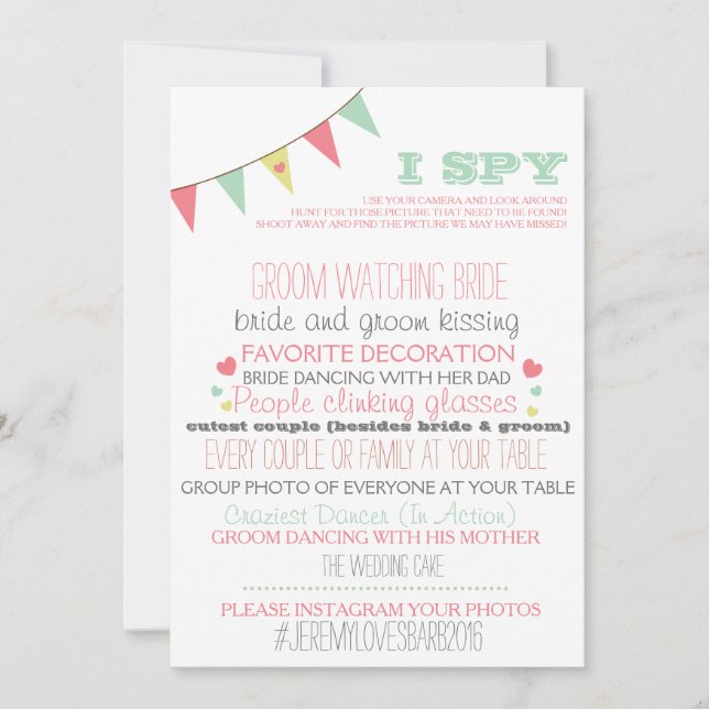 Invitation J'espionne le jeu Mariage (Devant)