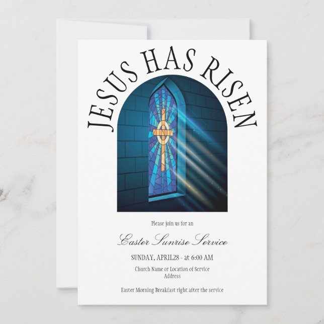 Invitation Jésus a ressuscité Eglise service de lever de sole (Devant)