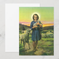 Jésus-Christ berger vintage avec un agneau bébé