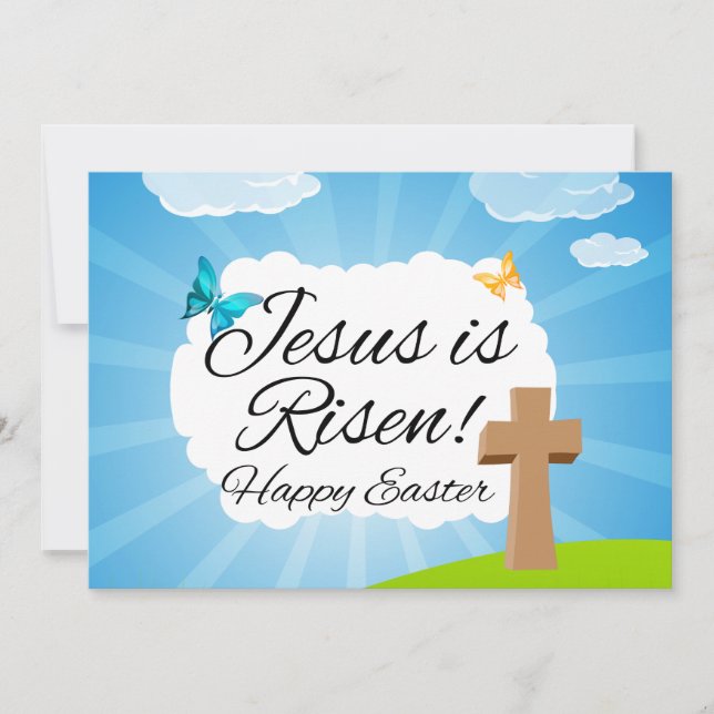 Invitation Jésus est ressuscité, Pâques chrétiennes (Devant)