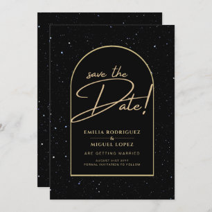 Invitation JET BLACK OR étoile Mariage de nuit SAVE DATE