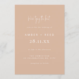 Invitation Jetée moderne Mariage de noeud en rose vierge Scri