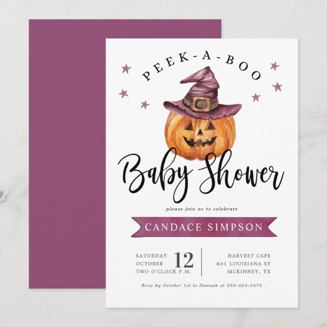 Invitation Jeter Un oeil à un Baby shower d'Halloween Boo (Devant / Derrière)
