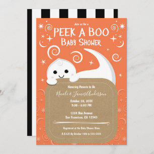 Invitation Jeter Un Oeil Sur Un Baby shower D'Halloween Orang