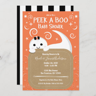 Invitation Jeter Un Oeil Sur Un Baby shower D'Halloween Orang